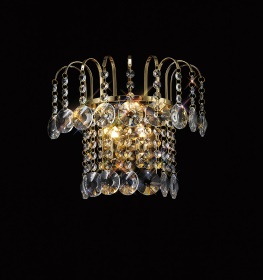 Rosina French Gold Crystal Wall Lights Diyas Flush Crystal Wall Lights